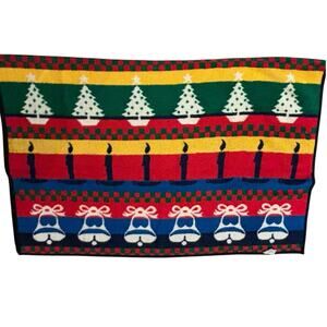 Rare Vintage San Marcos Christmas Holiday Blanket Throw Reversible Xmas 78 x 56”